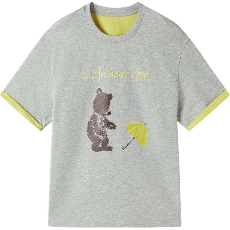 XIANGYING T Shirts Women's Lava Gray Crew Neck Moderate Straight Fit