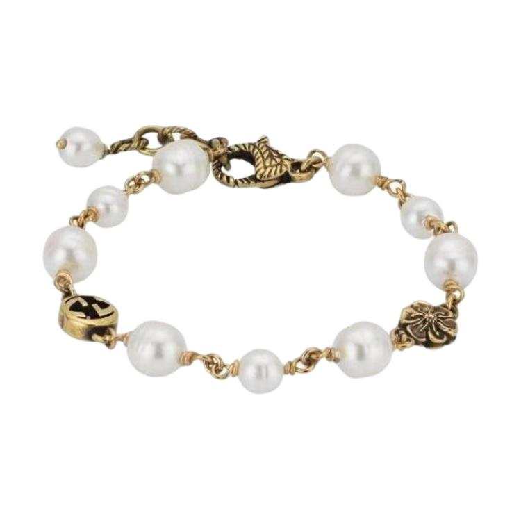 GUCCI Pearl Bracelets Unisex Gold