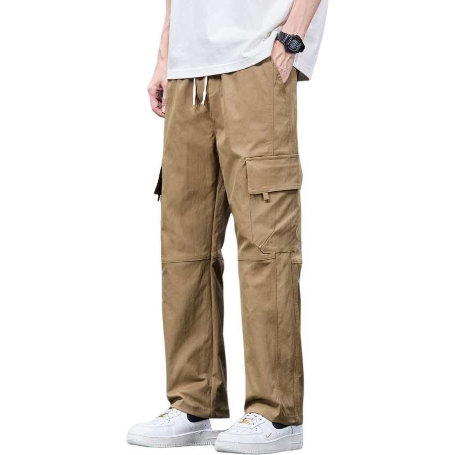 Tonlion Casual Pants Unisex Thin Straight Fit Pants