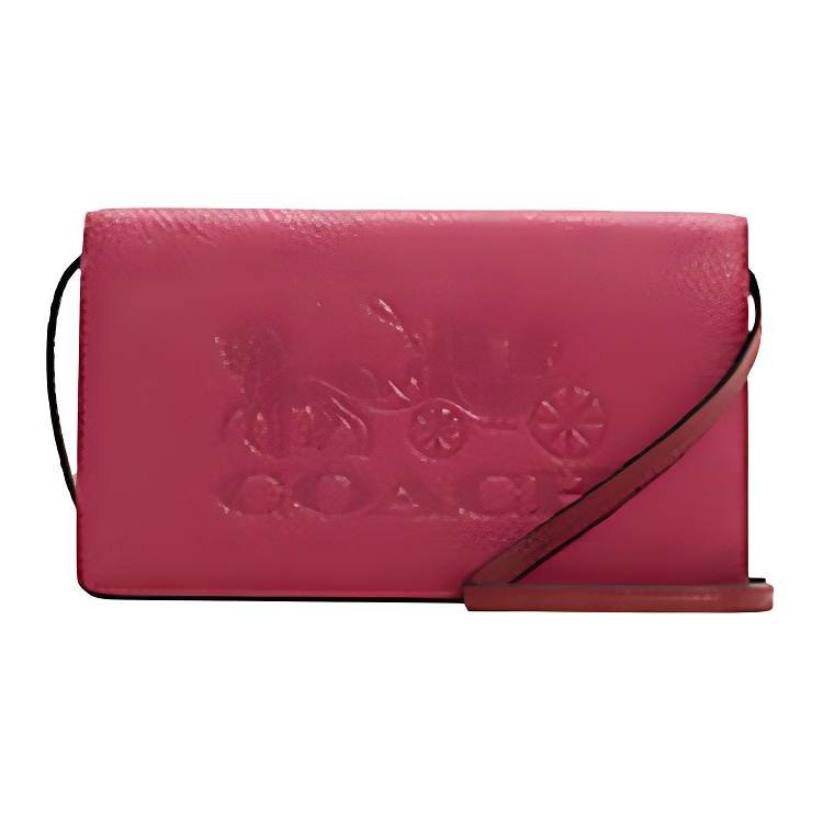 COACH Anna Pebbled Leather Crossbody Bags Small Women's Peach Pink