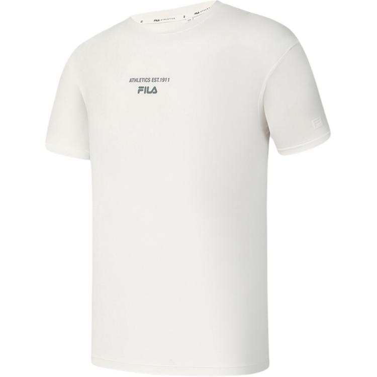 FILA Fitness T Shirts Men's Brown White WT Crew Neck Thin