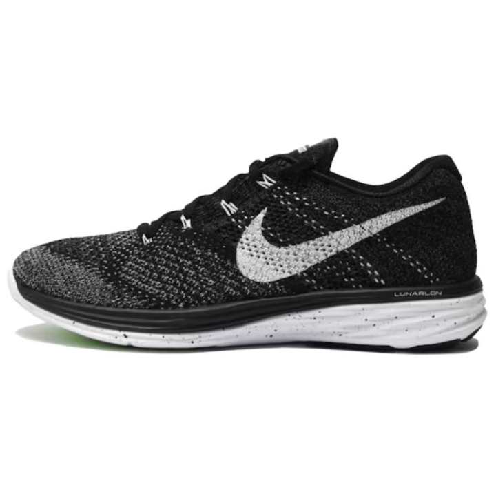 Nike Nike Flyknit Lunar 3 Abrasion Resistant Low top Running Shoes Men's Black