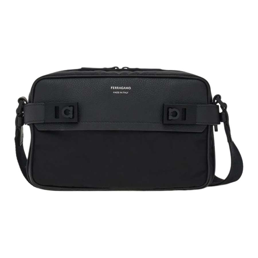 FERRAGAMO Fabric Messenger Bag, Shoulder Bag Men's Black