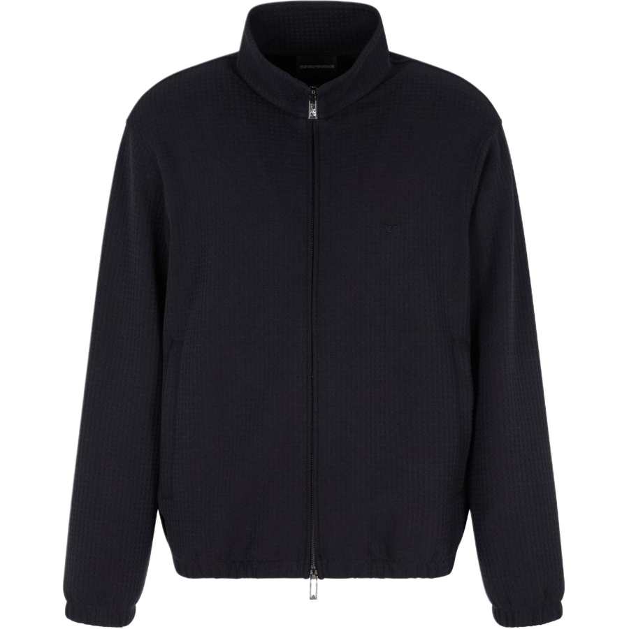 Emporio Armani waffle-textured zip-up sweatshirt