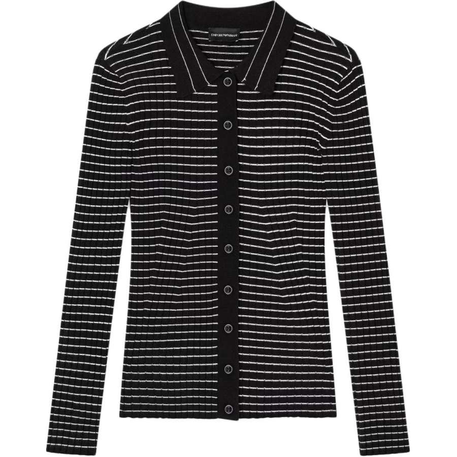 Emporio Armani Ribbed cardigan with striped motif