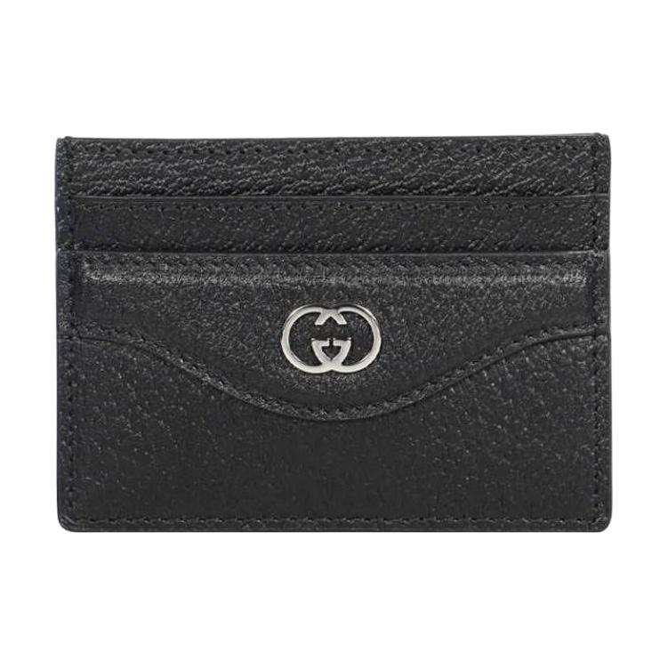 GUCCI Leather Card Holder Men's Black
