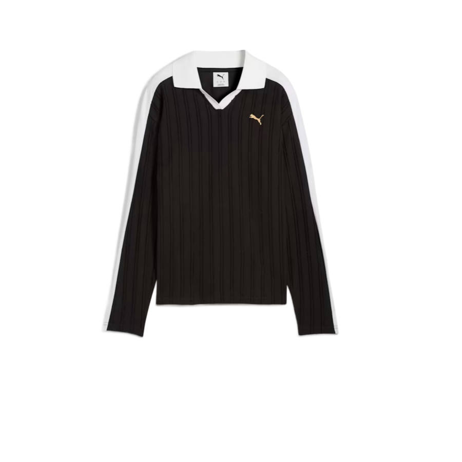 PUMA T7 Polo Shirts Women's Black Polo Collar Moderate