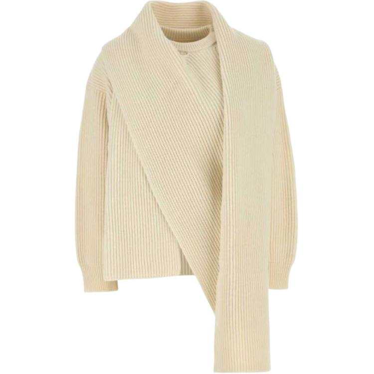 JIL SANDER JIL SANDER Drop Shoulder Draped Scarf Jumper