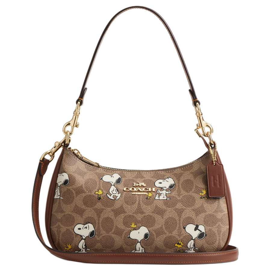 COACH COACH Coated Canvas Shoulder Bag Medium Women's Brown