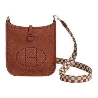 HERMES Evelyne Clemence Bullock Leather Crossbody Bag, Shoulder Bag 16 Women's Copper Red