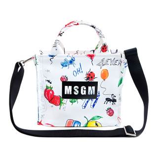 MSGM Casual Nylon Fabric Crossbody Handbag Unisex White