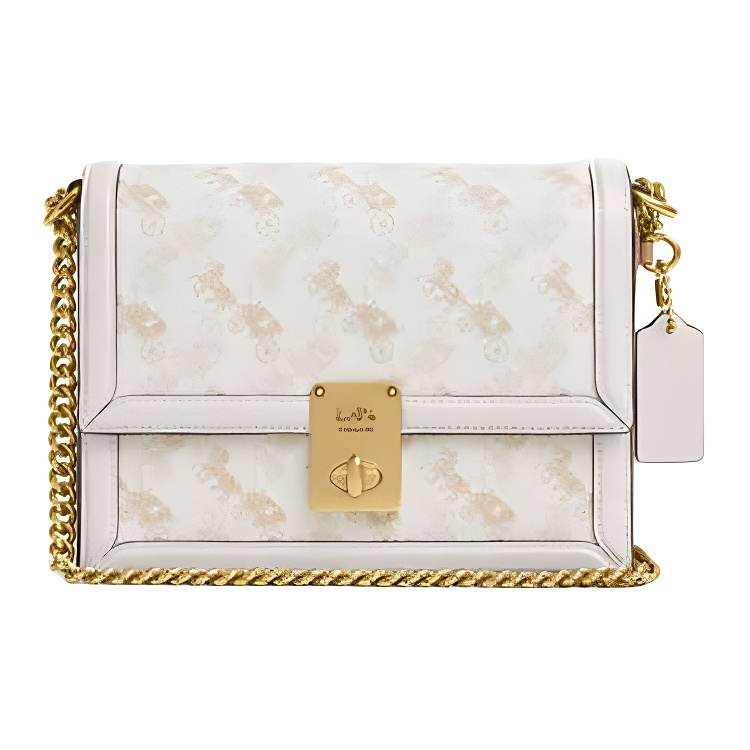 COACH Hutton Artificial Leather Crossbody Bag, Shoulder Bag Small Women's Chalk White