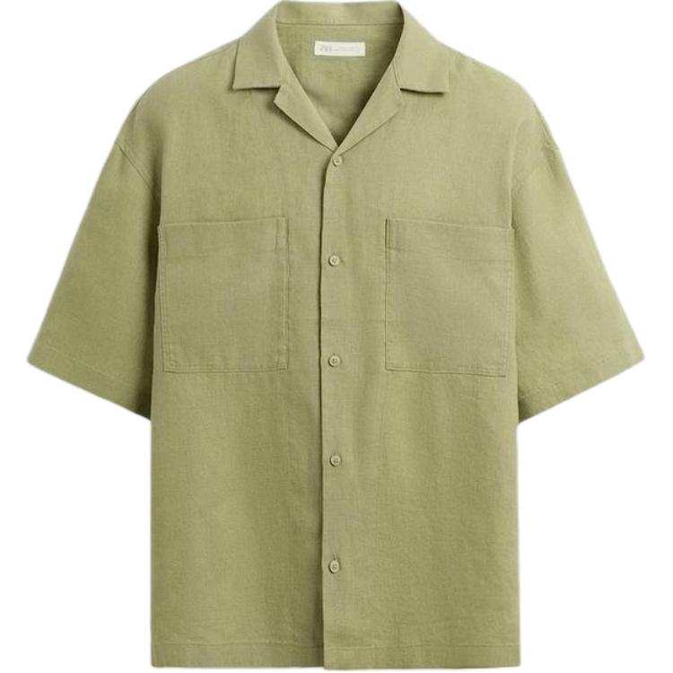 ZARA Shirts Men's Green Lapel Moderate