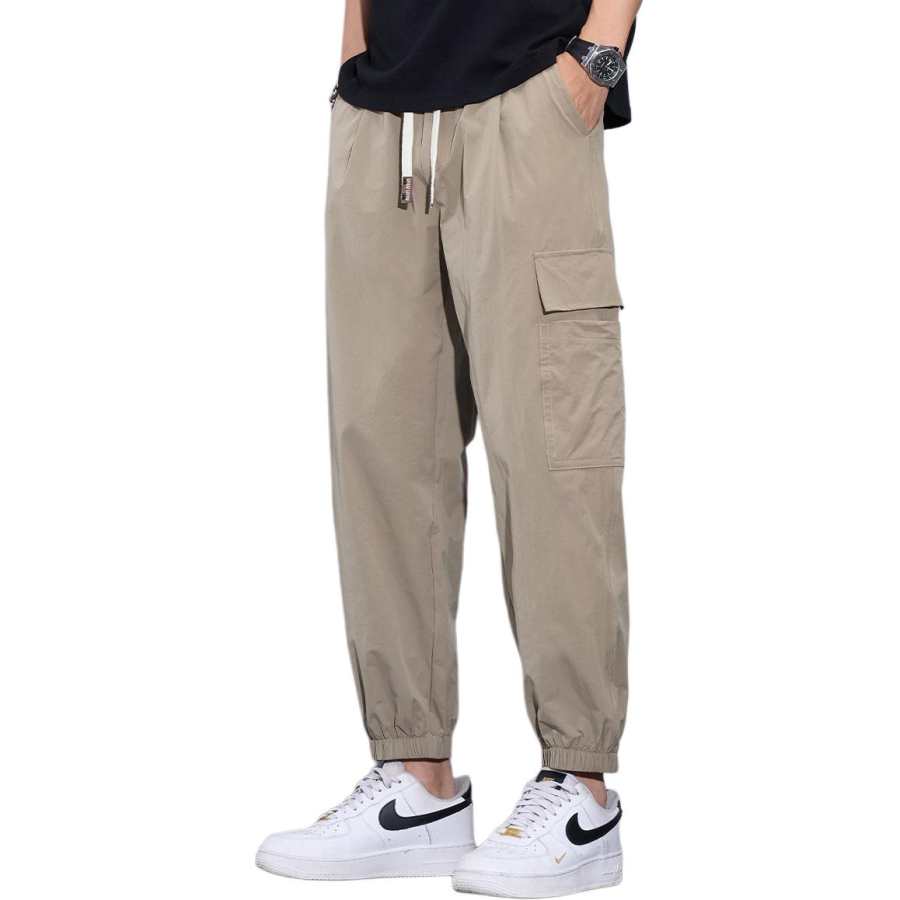 Tonlion Casual Pants Unisex Khaki Thin Harem Pants