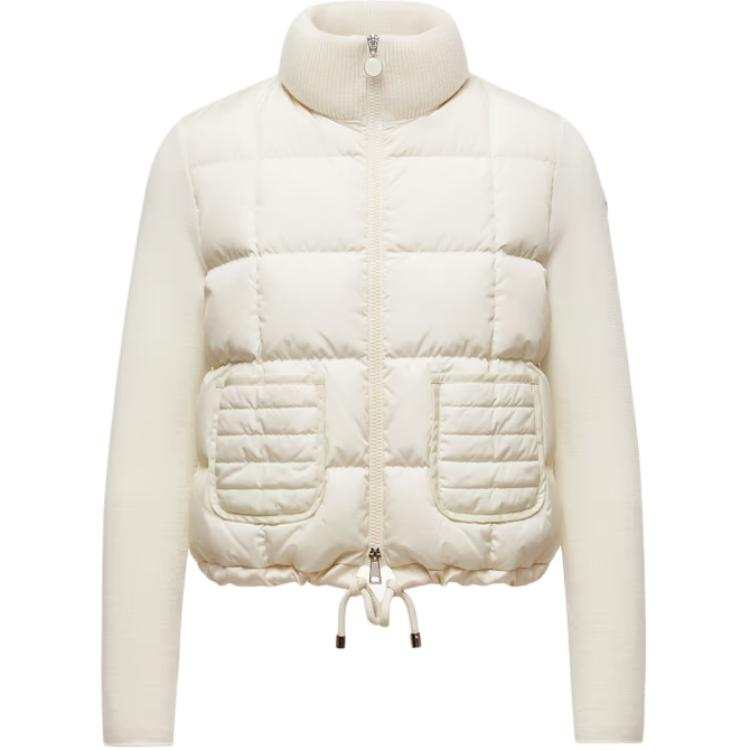 Moncler Square Quilted Padded Wool Zip Up Cardigan