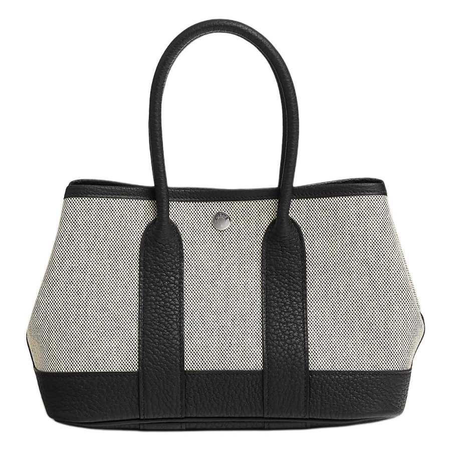 HERMES Neo Garden H Viking Canvas With Negonda Calfskin Handbag Mini Women's Ecru/Black