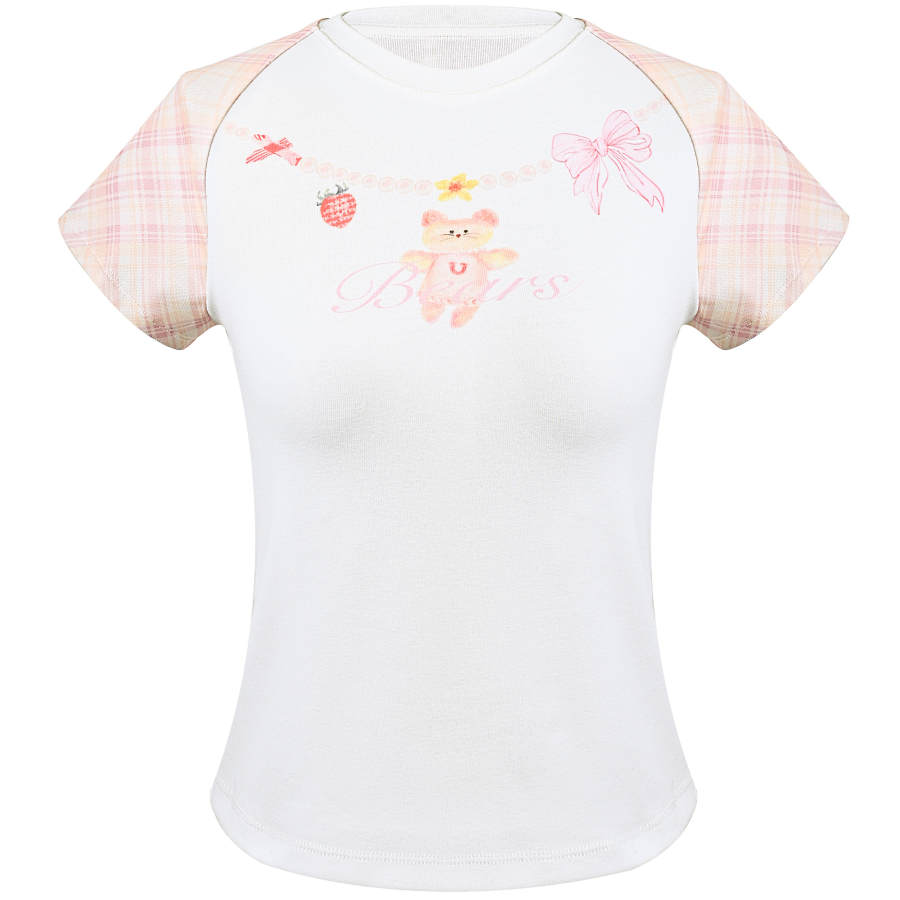 Umoumo T Shirts Women's White Crew Neck Moderate Nipped In Waist