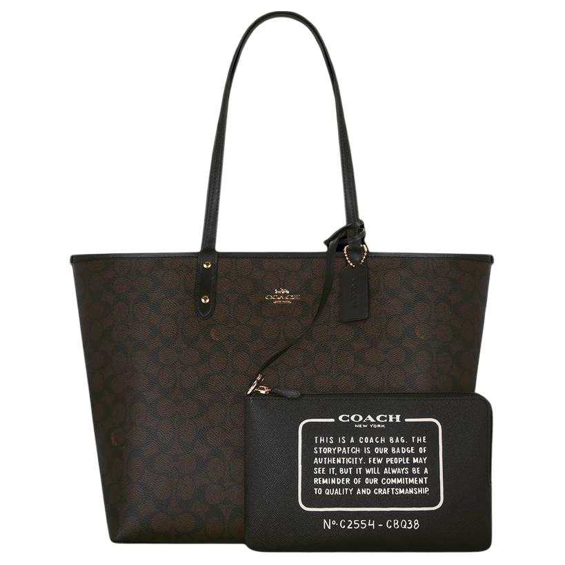 COACH City PVC Tote Bag, Shopping Bag, Handbag, Shoulder Bag Large Women's Dark Brown