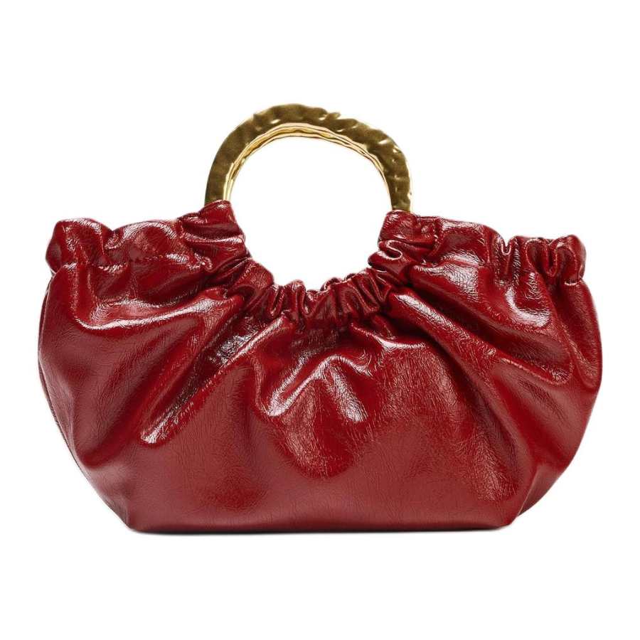 ZARA Polyurethane One Shoulder Handbag Women's Red