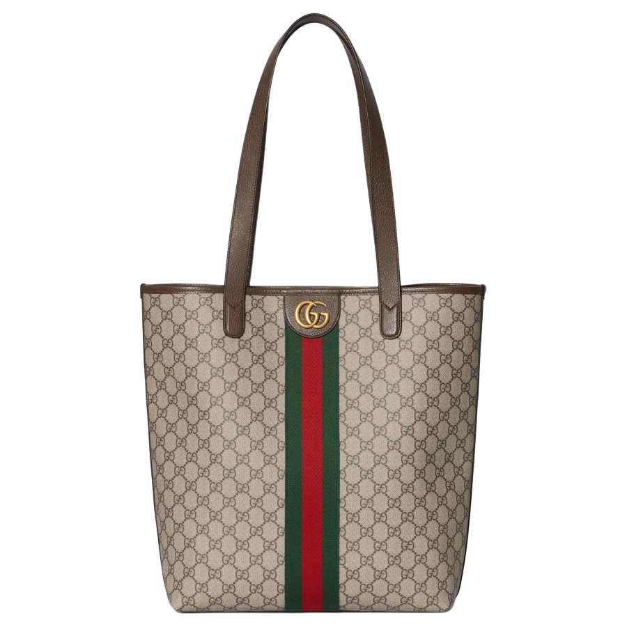 GUCCI Ophidia Coated Fabric Tote Bag, Shopping Bag, Shoulder Bag Medium Men's Beige & Brown