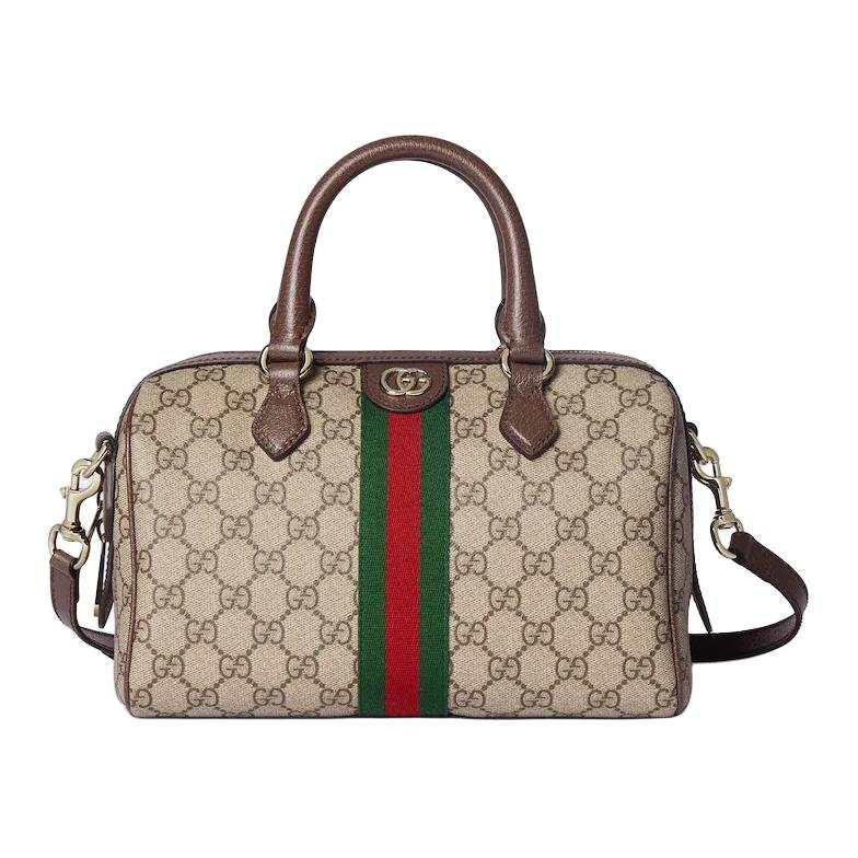 GUCCI Ophidia Leather One Shoulder Handbag Medium Women's Brown