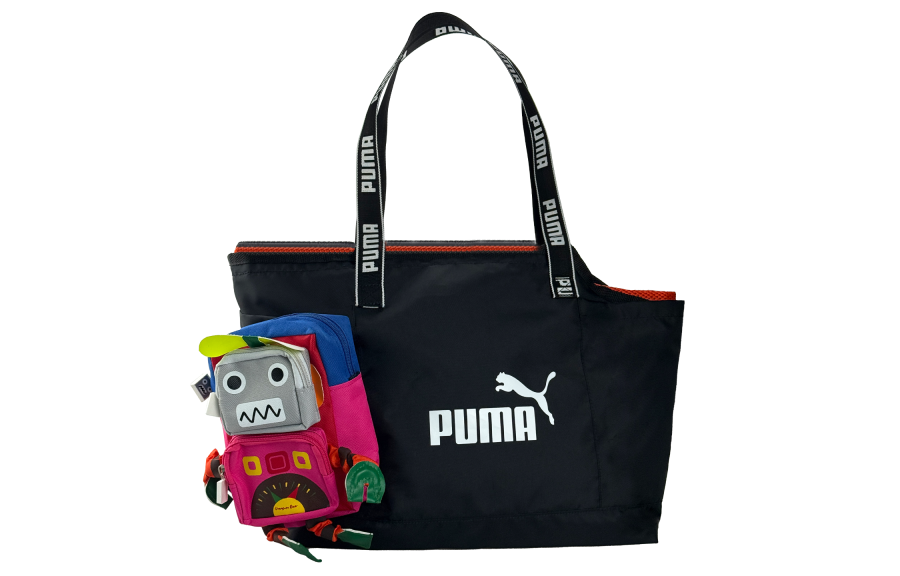 PUMA Cotton, Fabric Tote Shopping Bag Shoulder Bag Regular Unisex Black White