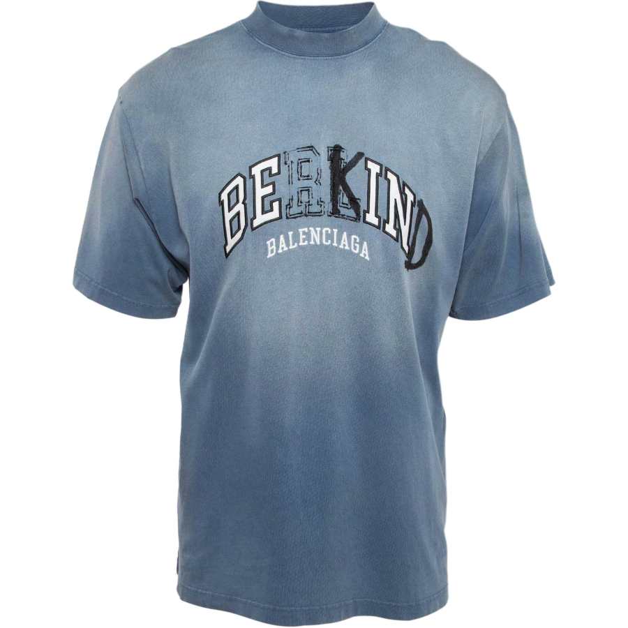 Balenciaga T Shirts Men's Blue Crew Neck Moderate