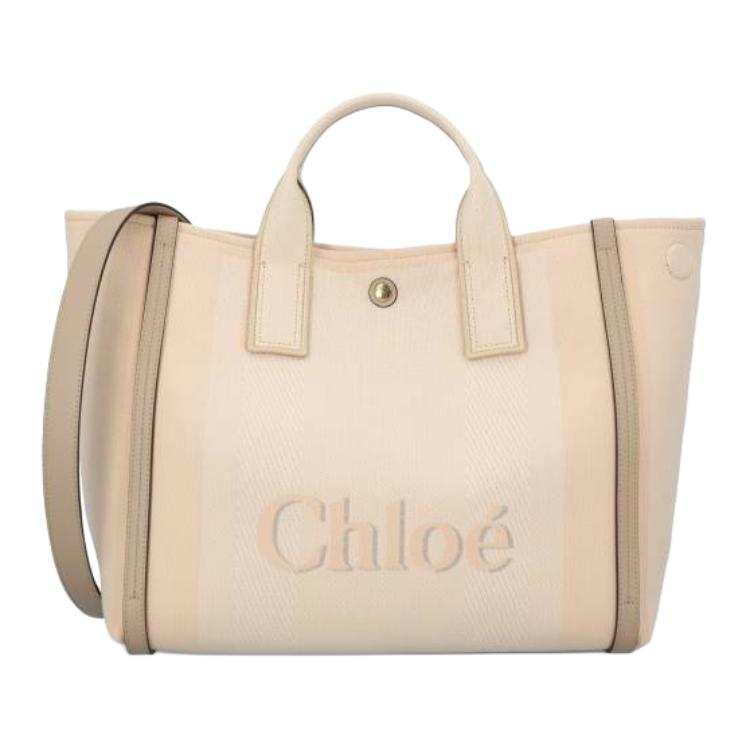 Chloé Chloe Cotton Tote Bag, Shopping Bag, Shoulder Bag, Handbag Women's Beige Yellow