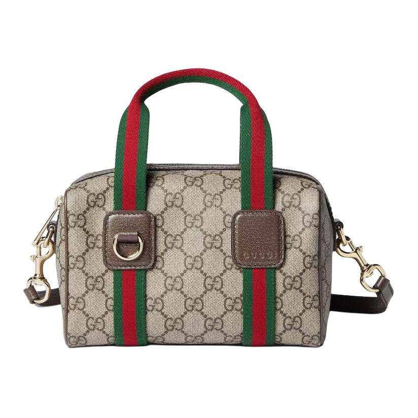 GUCCI GG Monogram Canvas Handbag Mini Unisex Beige Brown