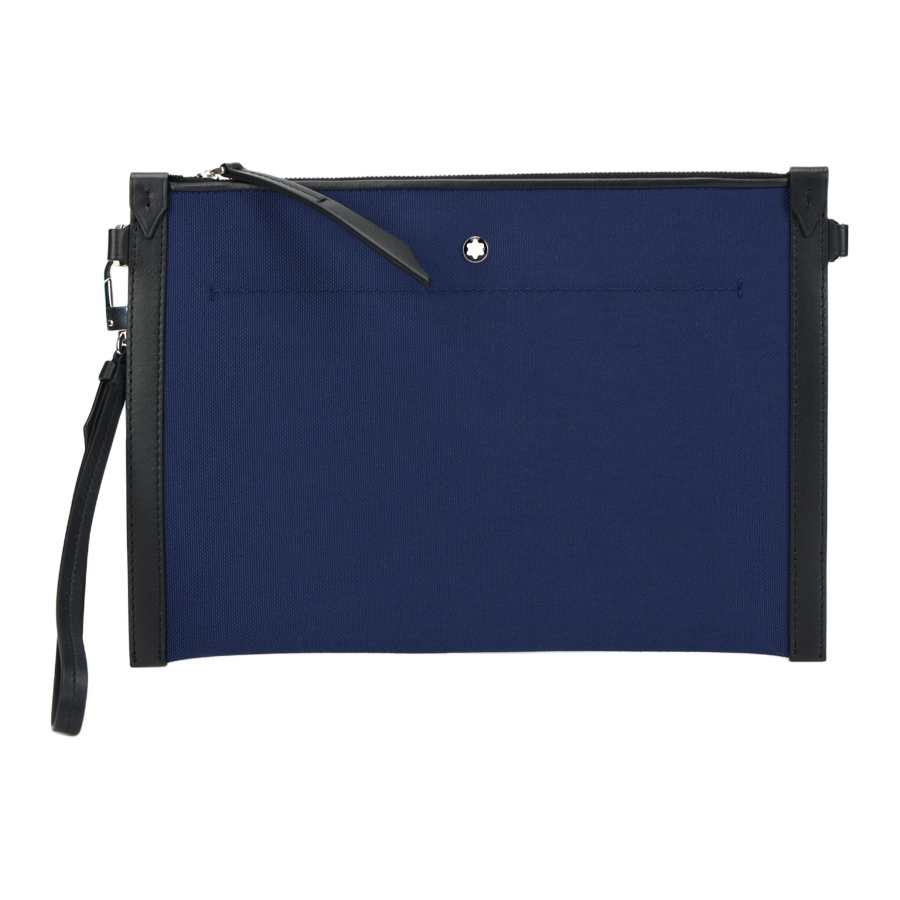 MONTBLANC Fabric With Cow Leather Trim Clutch Men's Blue