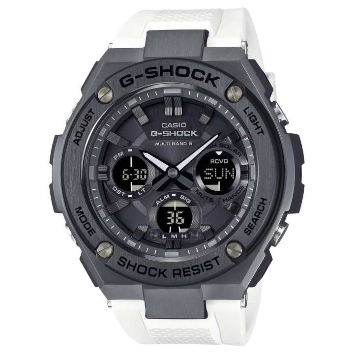 CASIO CASIO GST W100 200m Waterproof Solar Quartz Movement Resin Strap Watch Men's Watches Black Dial