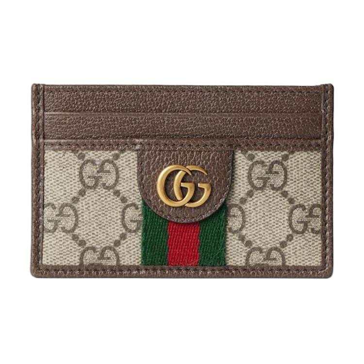 GUCCI Ophidia Canvas With Leather Card Holder Small Men's Beige Brown