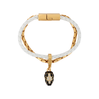 BVLGARI Enamel Brass Agate Bracelets Women's White/Gold