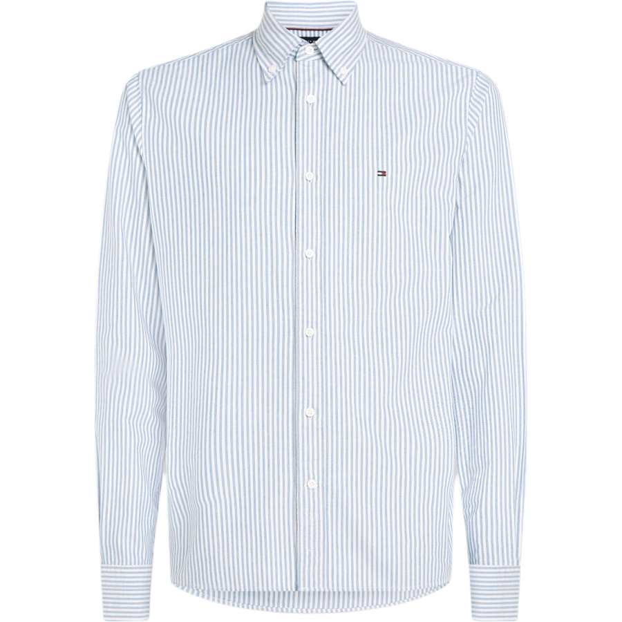 Tommy Hilfiger Shirts Men's Blue White Stripes Pointed Collar Moderate Other
