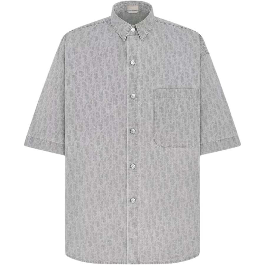 DIOR T Shirts Men's Gray Polo Collar Moderate