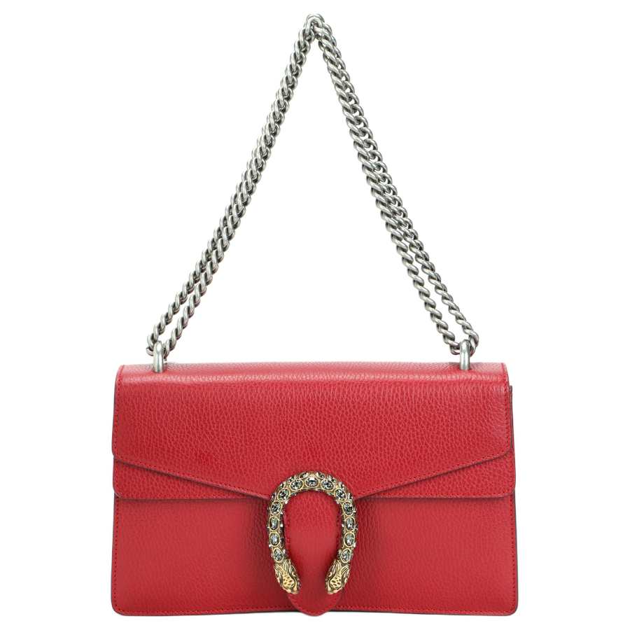 GUCCI Dionysus Leather Crossbody Bag, Shoulder Bag Women's Red