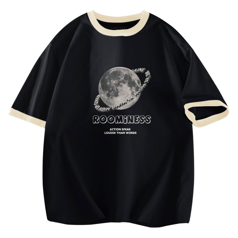 Tonlion T Shirts Unisex Crew Neck Thin Straight Fit