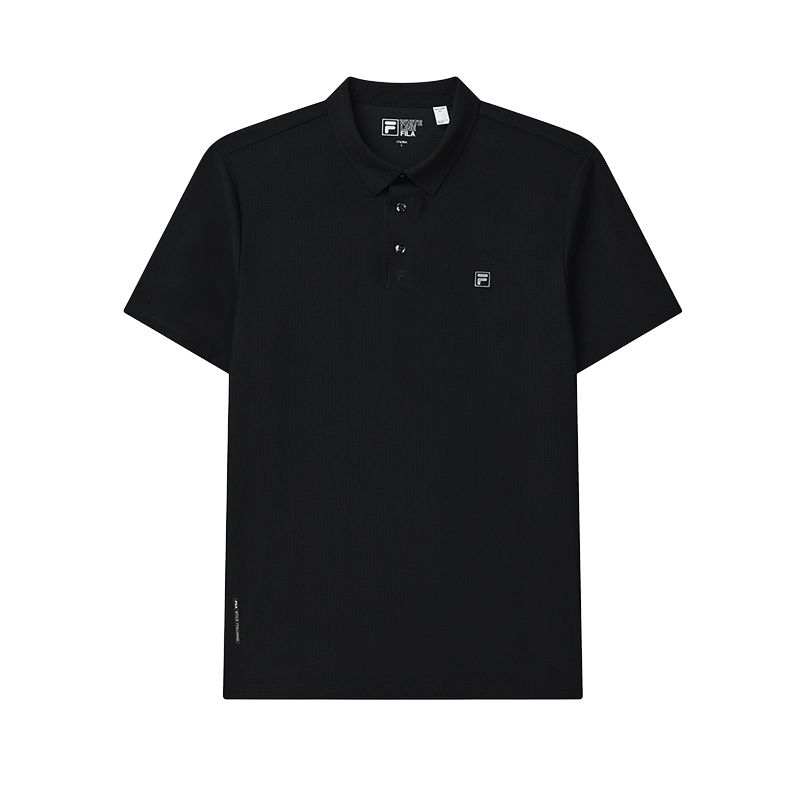 FILA Polo Shirts Men's Black Polo Collar Moderate Straight Fit