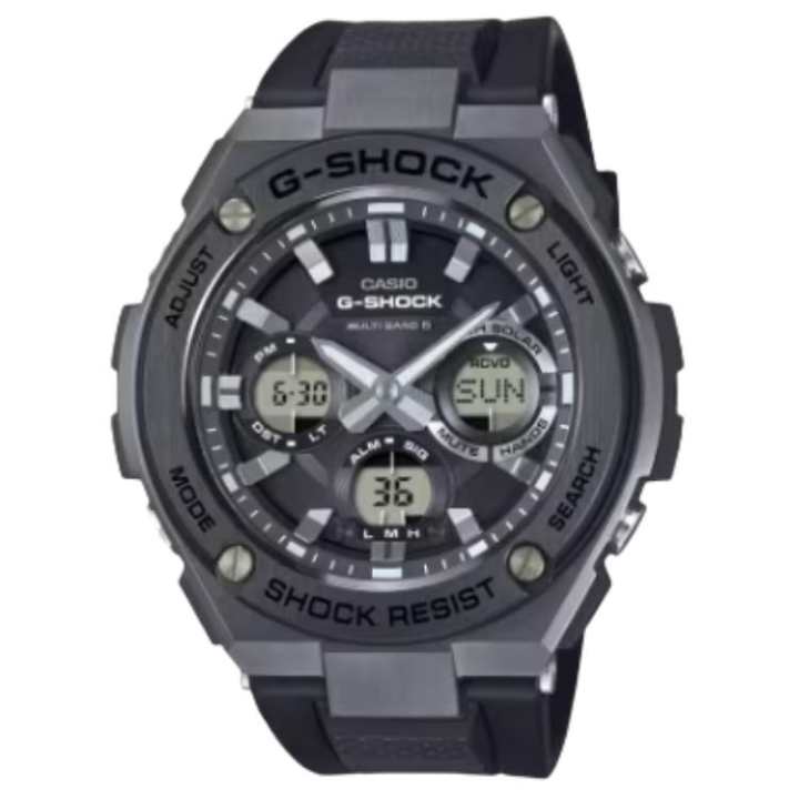 CASIO CASIO G STEEL 200m Waterproof Solar Movement Resin Strap Watch Men's Watches Black Dial