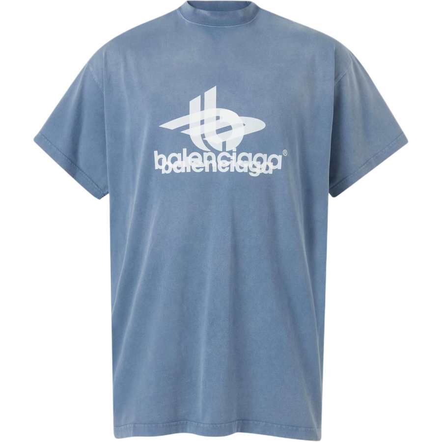 Balenciaga T Shirt Loose Fit Unisex Blue