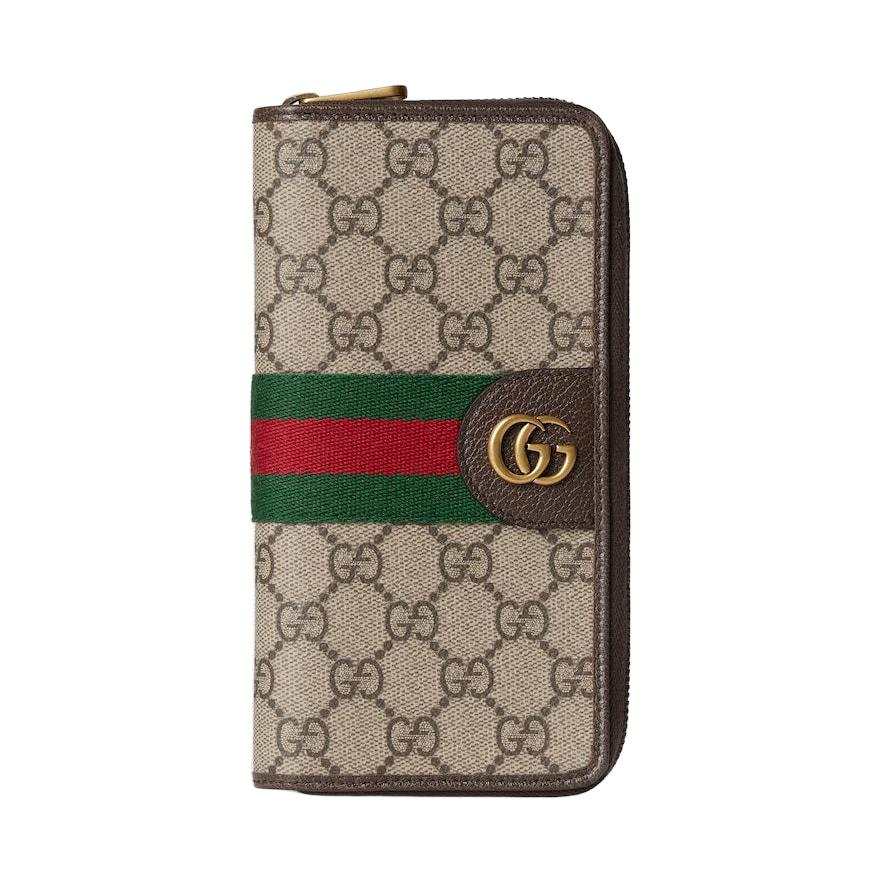 GUCCI Ophidia Canvas With Leather Wallet Men's Beige Brown