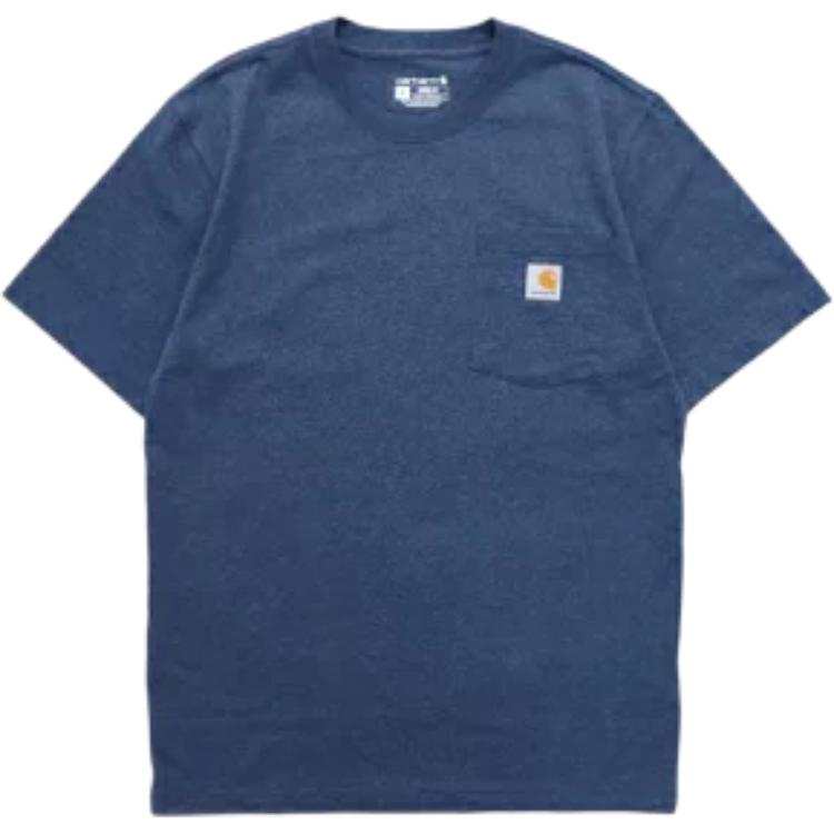 Carhartt T Shirts Men's Dark Blue Crew Neck Moderate Straight Fit