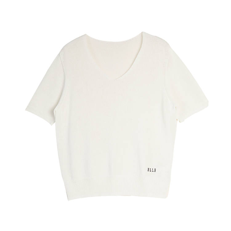 ELLE T Shirts Women's V Neck Thin Straight Fit