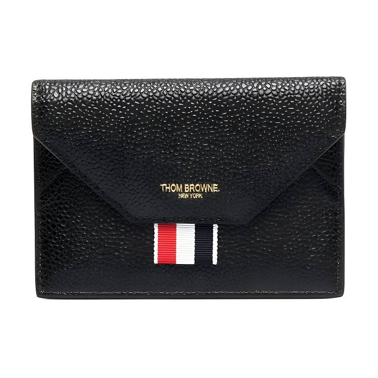 THOM BROWNE THOM BROWNE· Litchi Grain Cow Leather Card Holder Unisex Black