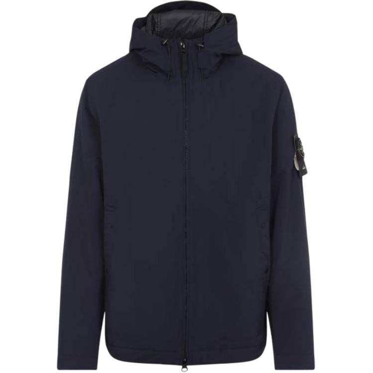 STONE ISLAND Logo Patch Zip Up Hooded Jacket