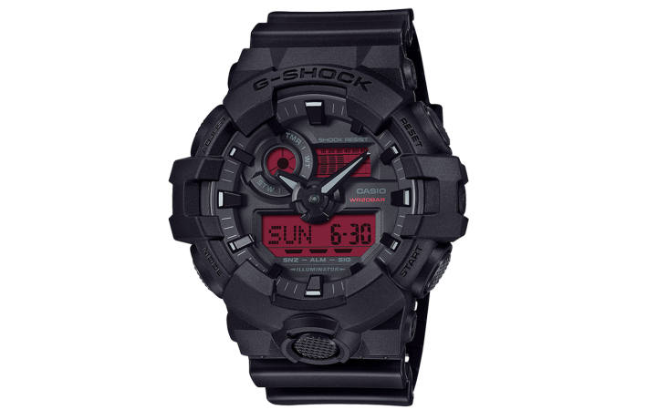 CASIO CASIO BLACK And BOLD RED Quartz Movement Watch Men's Watches Red Watch Dial