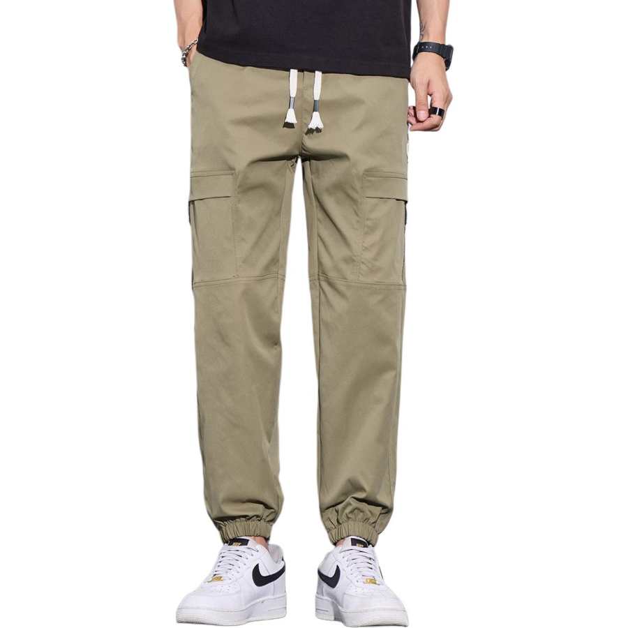 Tonlion Casual Pants Unisex Thin Cuffed Pants