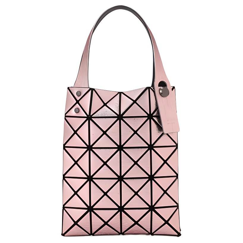 ISSEY MIYAKE Platinum Polyurethane Tote Bag, Shopping Bag, Handbag Mini Women's Rose Pink