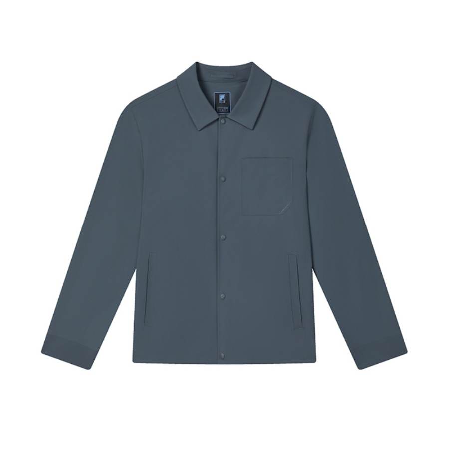 FILA FILA Jackets Men's Night Pine Green Lapel Moderate Soft Shell