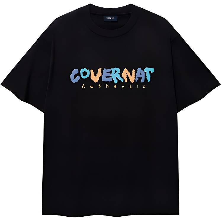 COVERNAT T Shirts Unisex Black Crew Neck Moderate Straight Fit